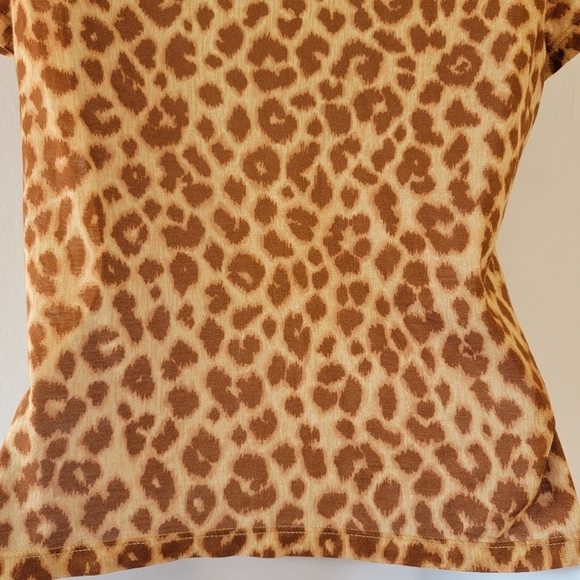 A.L.C. Womens Animal Print Top Sz S Short Sleeve Crewneck Lightweight Minimalist - Picture 8 of 12